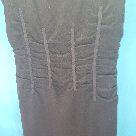 Etcetera Womens Size 8 Black Sleeveless Fitted Sheath Dress Leopard Print Lining - Picture 3 of 9